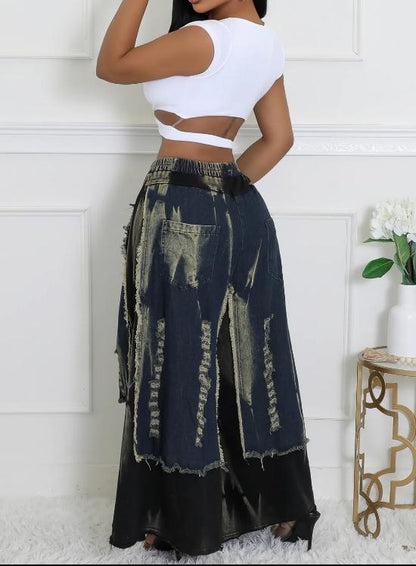 Retro Denim Wide-leg Pants