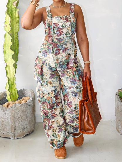 Retro Floral Jumpsuit Set