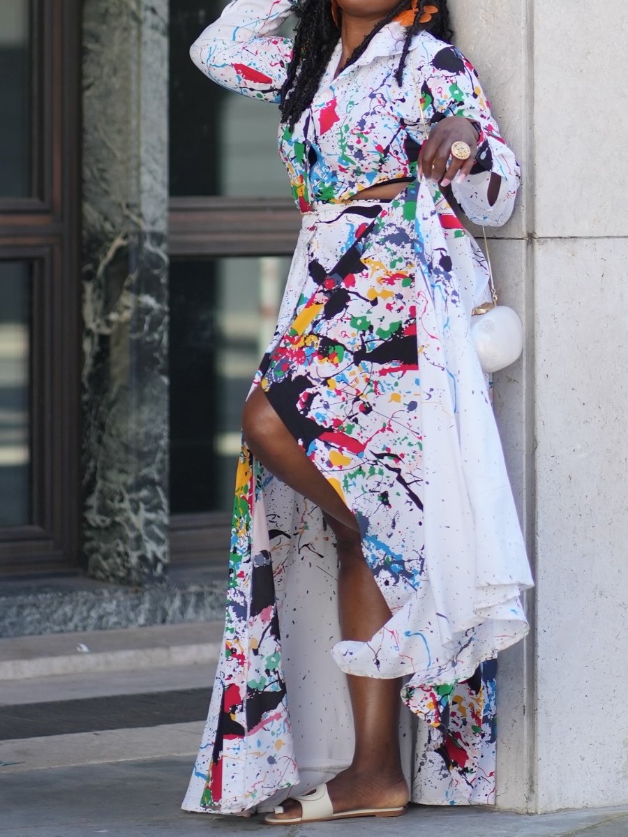 Stunning Colorful Maxi Shirt Dress