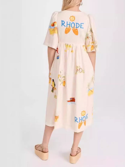 Loose Printed Vacation Dress