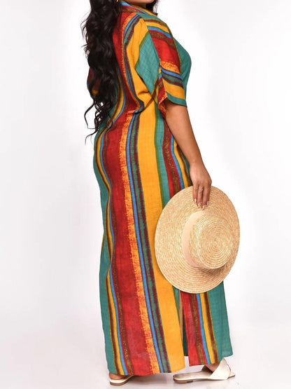 Color Striped Shirt Dress