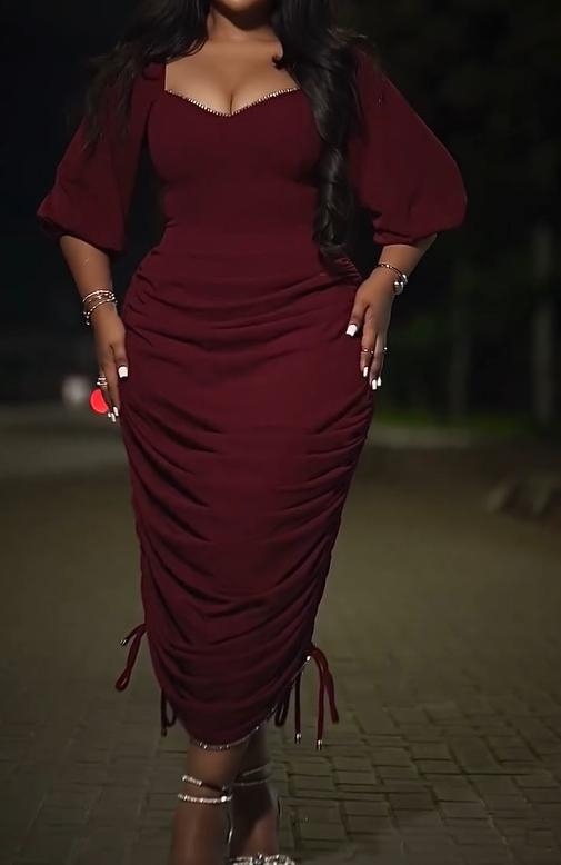 Burgundy Dazzle Maxi Party Dress