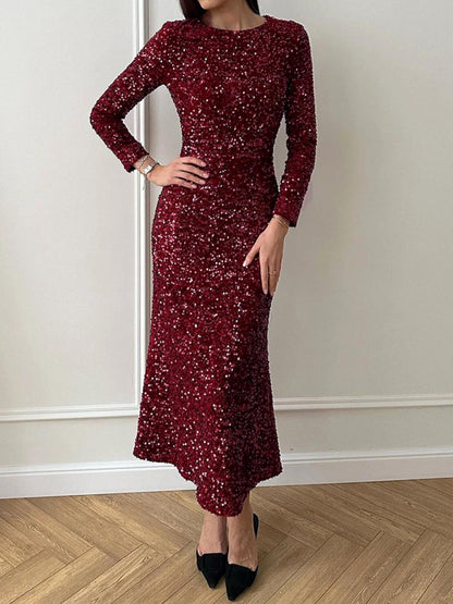 Demure Sparkling Velvet Party Dress