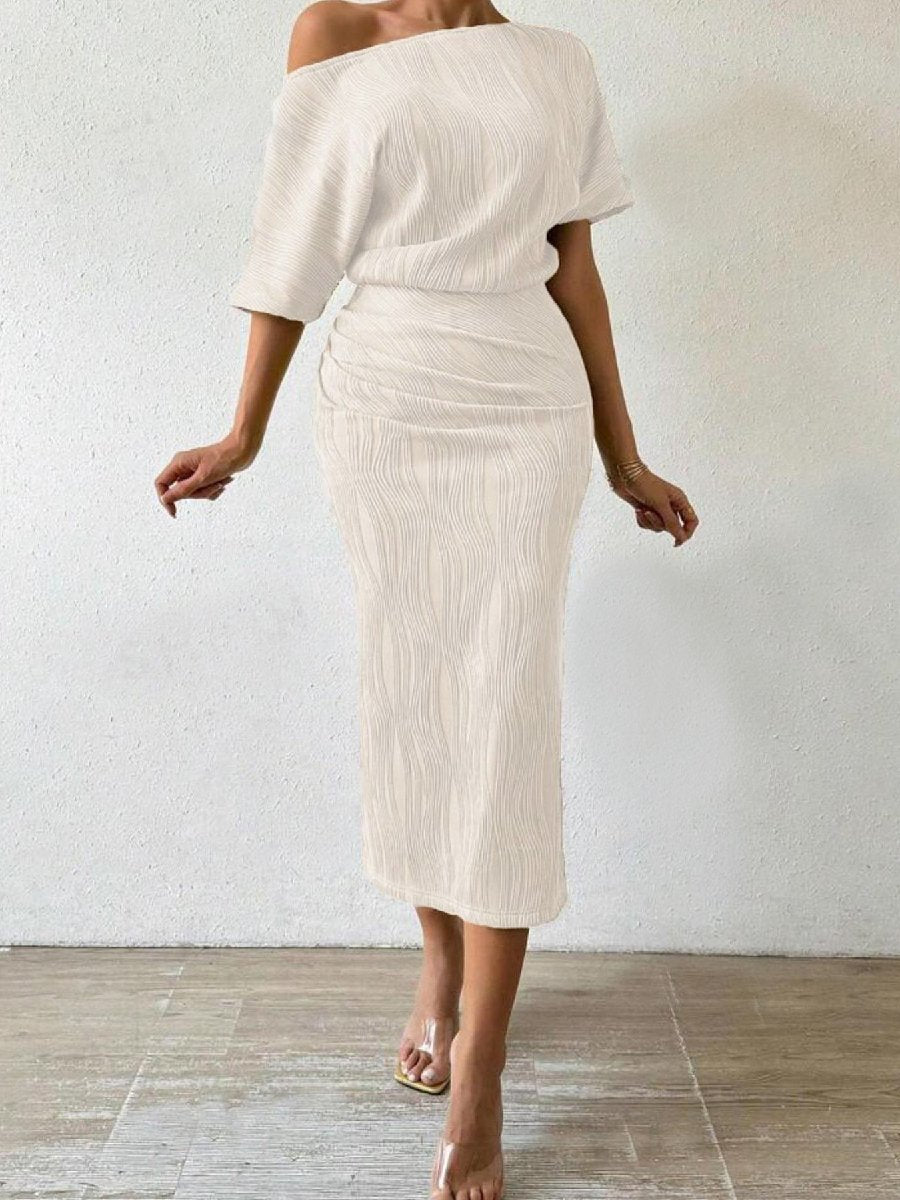 Classy Off-shoulder Slim Midi Dress