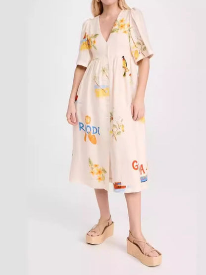 Loose Printed Vacation Dress