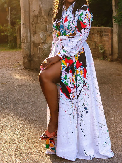 Stunning Colorful Maxi Shirt Dress