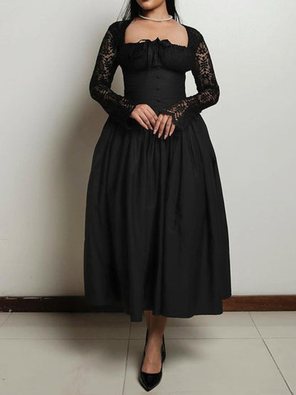 Classy Lace Long Sleeve Maxi Dress