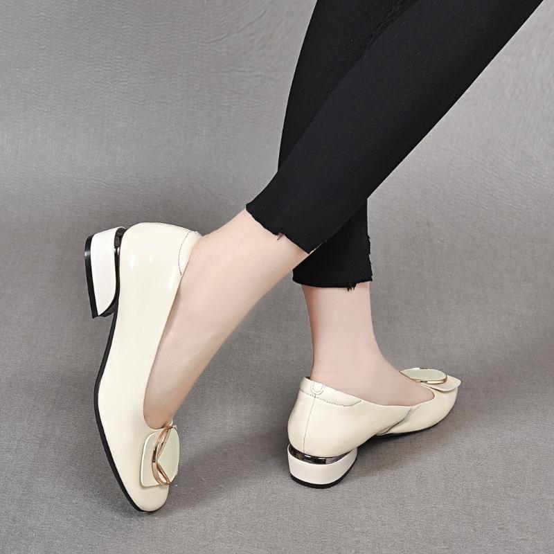 F4192 New Style Thick Heel Leather Shoes【Buy 2 Get Free Shipping】