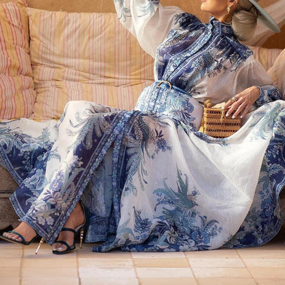 Demure Floral Shirt Maxi Dress