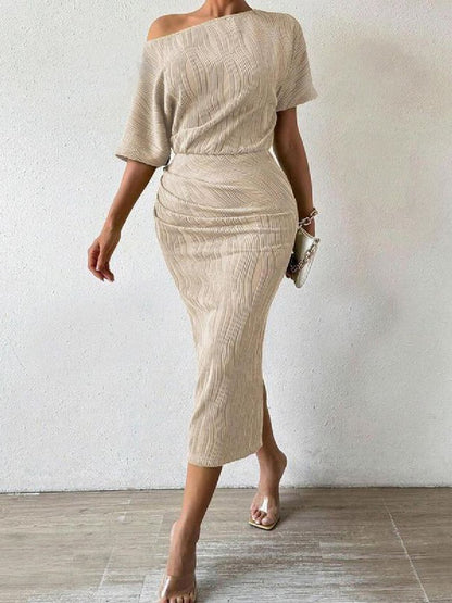 Classy Off-shoulder Slim Midi Dress