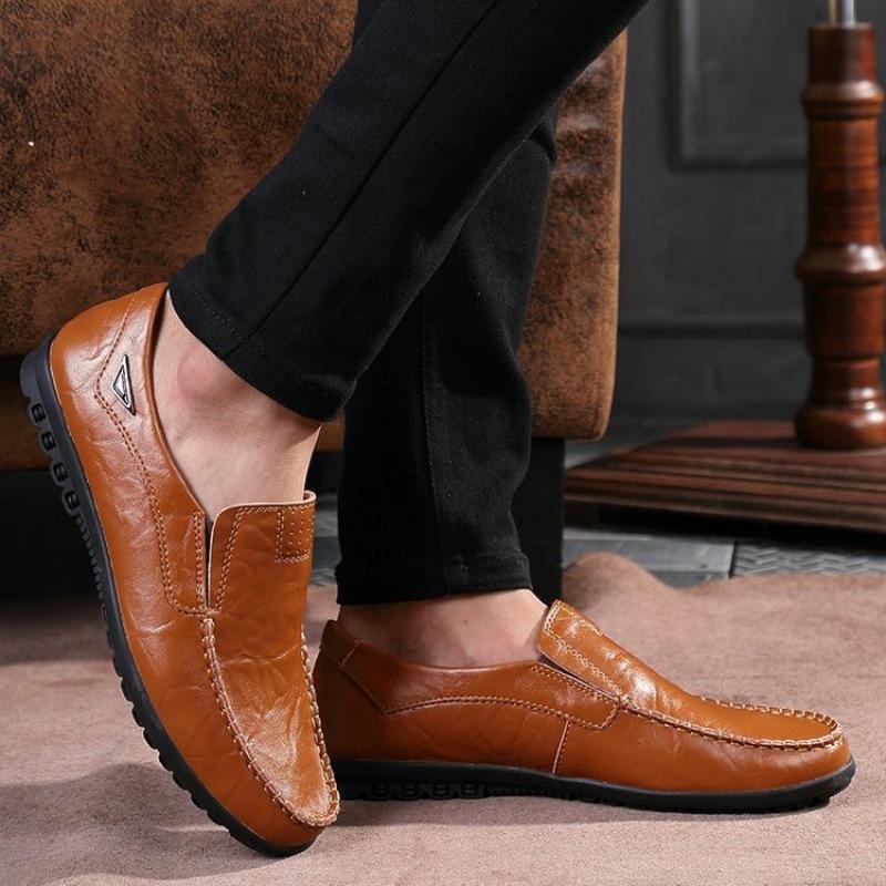 Men's Casual Leather Breathable Soft Sole Leather Shoes