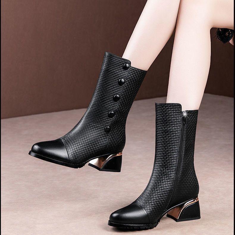 Stylish Soft Leather Mid Boots