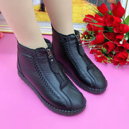 Retro Soft Leather Velvet Women's Winter Shoes "MaMa Shoes"