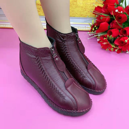 Retro Soft Leather Velvet Women's Winter Shoes "MaMa Shoes"