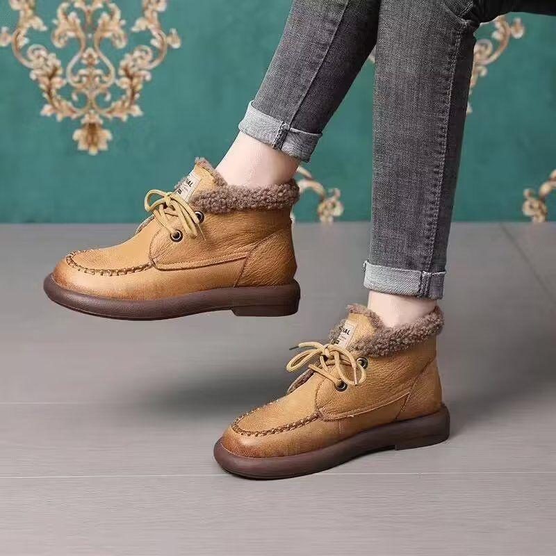 Retro Style Lace-up Casual Velvet Martin Boots