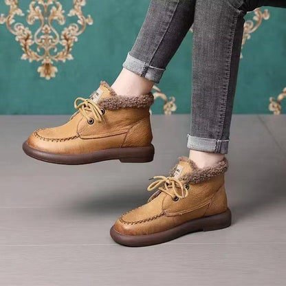 Retro Style Lace-up Casual Velvet Martin Boots