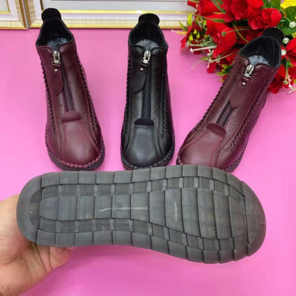 Retro Soft Leather Velvet Women's Winter Shoes "MaMa Shoes"