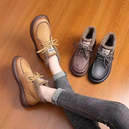 Retro Style Lace-up Casual Velvet Martin Boots